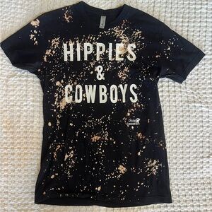 Consuela Woman’s (S) 'Hippies & Cowboys' Black Bleach-Splatter Tee